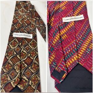 Set of 2 Metropolitan Museum of Art Silk Ties – Vintage Patterns – 100% Silk